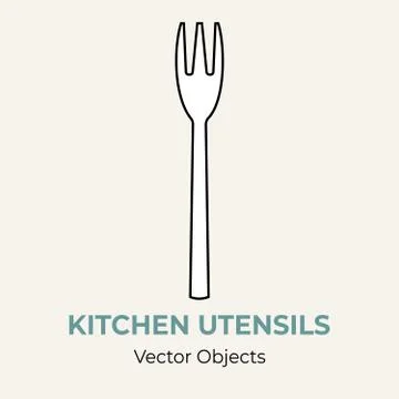 Fork vector isolated illustration. Vector line illustration logo icon cafe me Stock Illustration