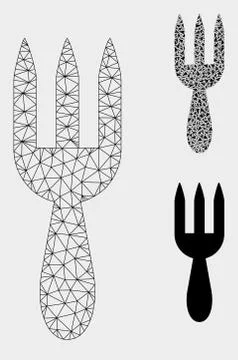 Fork Vector Mesh Network Model and Triangle Mosaic Icon Stockillustratie