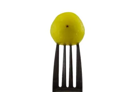Fork wiht gooseberries Foto stock