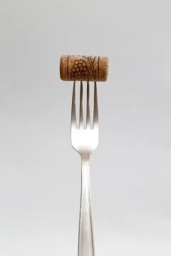 Fork with wine cork Stock Photos
