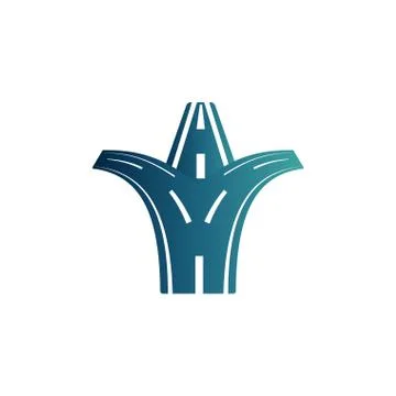 Forked road asphalt gradient icon Stock Illustration