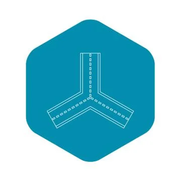 Forked road icon, outline style Stock Illustration