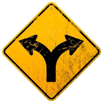 Forked road sign Stock Illustration