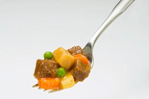 Forkful of Beef Stew Stock Photos