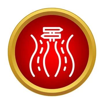 Forking road with direction sign choosing path icon Stock Illustration