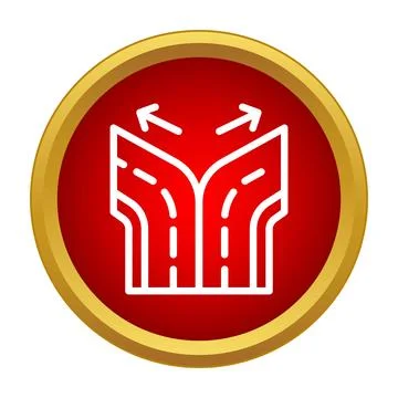 Forking road icon representing decision and choice Illustration