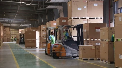 Forklift In Action Timelapse 2 스톡 동영상 123005312