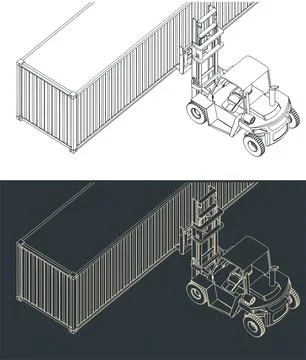 Forklift and container close-up Stock Illustration