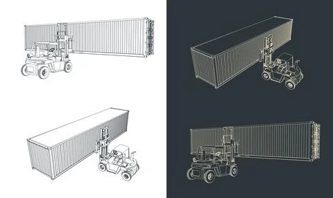 Forklift and container Stock Illustration