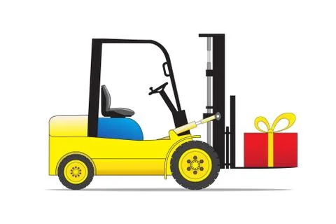 Forklift auto loader with present box. Stock Illustration