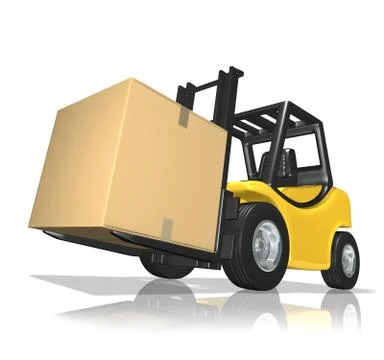 Forklift with big box Stock Illustration