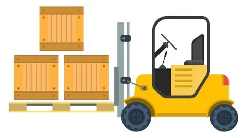 Forklift with boxes. Loader. Vector illustration. Flat design. Logistic. Stock Illustration
