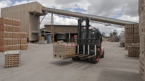 Forklift at brick yard Stock Footage 104232583