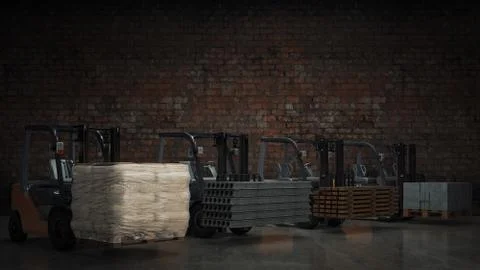 Forklift with building materials Stock Illustration
