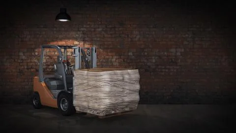 Forklift with building materials Ilustración de archivo