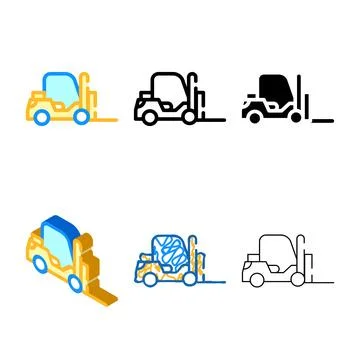 Forklift car color icon vector isolated simplified Stock Illustration