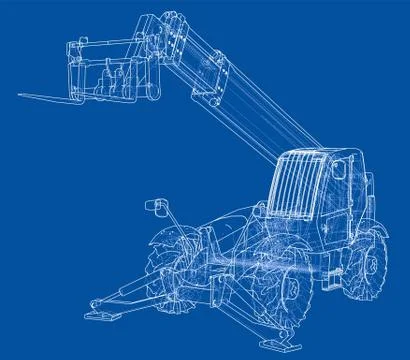 Forklift concept. 3d illustration Stock Illustration