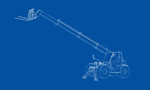 Forklift concept. Vector rendering of 3d Ilustração Stock