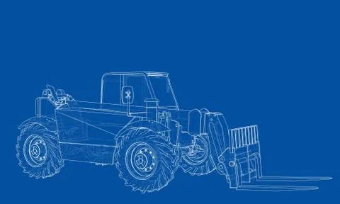 Forklift concept. Vector rendering of 3d Stock Illustration