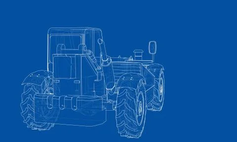 Forklift concept. Vector rendering of 3d Ilustração Stock