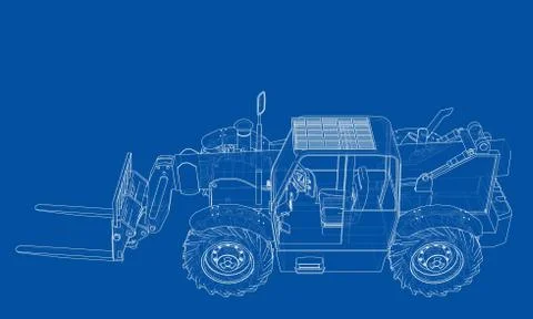 Forklift concept. Vector rendering of 3d 库存插图
