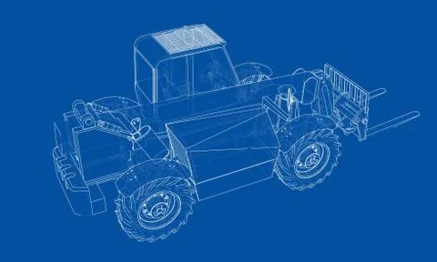 Forklift concept. Vector rendering of 3d Stock Illustration