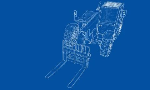 Forklift concept. Vector rendering of 3d Stock Illustration
