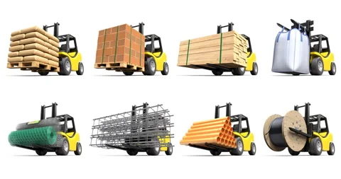 Forklift with construction elements 動画素材 313072795