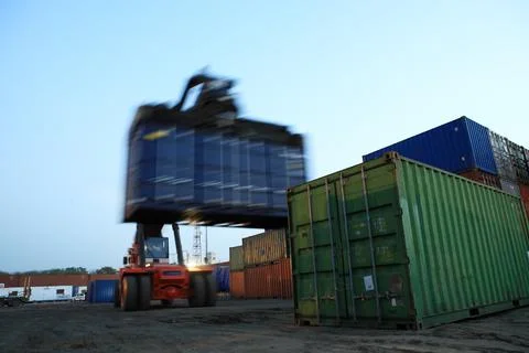 Forklift at a dockyard Stock-Fotos