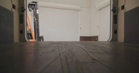 Forklift driver, worker load pallets to a van, truck. 4K Stock Footage 117296330