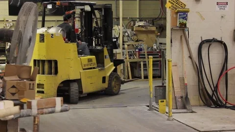Forklift Drives Around Corner 動画素材 96342857