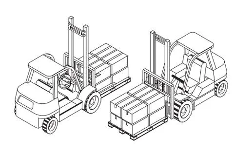 Forklift elevate the pallet with cardboard boxes Stock Illustration