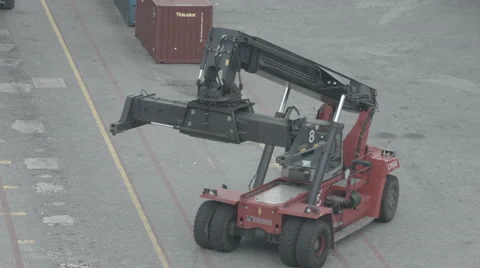 Forklift Handling In Logistic Zone Stock Footage 64276017