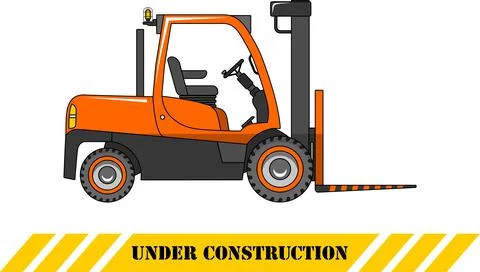 Forklift. Heavy construction machines. Vector illustration Illustrazione stock