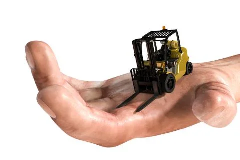 Forklift on human hand Stock Illustration