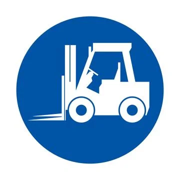 Forklift Icon on Blue Circle Background for Industrial and Logistic Themes Stock Illustration