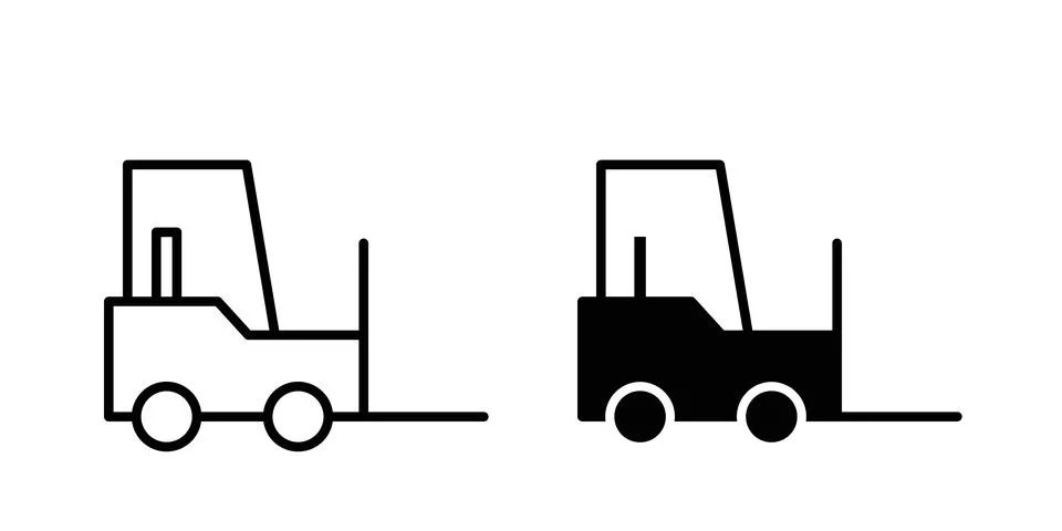 Forklift icon silhouette vector set. thin line pack Stock Illustration