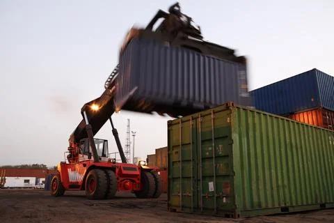 Forklift Late at work Stock Photos
