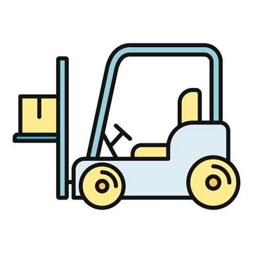 Forklift lifting a cargo box icon design イラスト素材