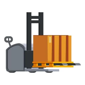 Forklift is lifting pallet with cardboard boxes in warehouse Stock Illustration