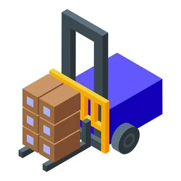 Forklift is lifting stack of cardboard boxes in warehouse 스톡 일러스트