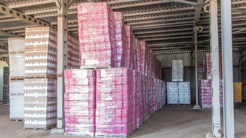 Forklift loader and cargo boxes storing at warehouse timelapse Stock Photos