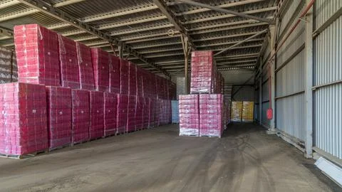 Forklift loader and cargo boxes storing at warehouse timelapse hyperlapse Stock Photos