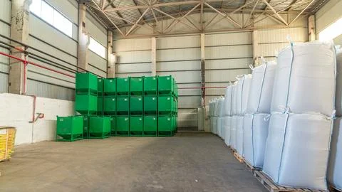 Forklift loader and cargo boxes storing at warehouse timelapse hyperlapse Stock Photos