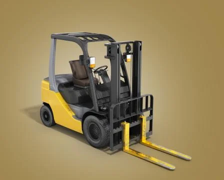 Forklift loader isolated on white 3D render on gradient Stock Illustration