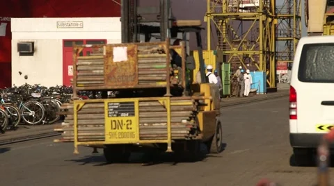 Forklift Loader On Shipyard Video stock 63988803