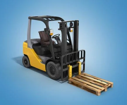 Forklift loader whith pallet isolated on gradient 3D render Stock Illustration