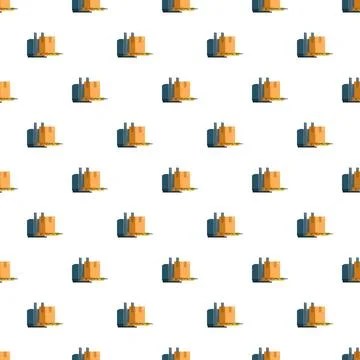 Forklift loading cardboard box seamless pattern wallpaper Stock Illustration