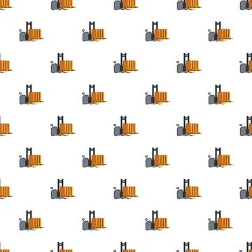 Forklift loading cargo boxes seamless pattern design Stock Illustration