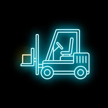 Forklift loading cargo with glowing neon light Stock Illustration